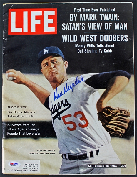 Don Drysdale Signed September 1962 Life Magazine (PSA/DNA)