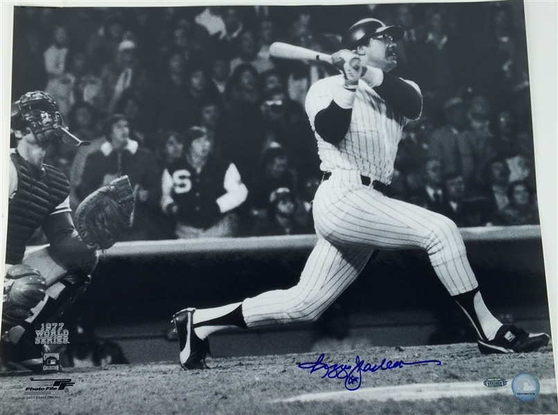 Reggie Jackson Signed 16" x 20" B&W Photo from 1977 World Series Home Run! (Steiner)