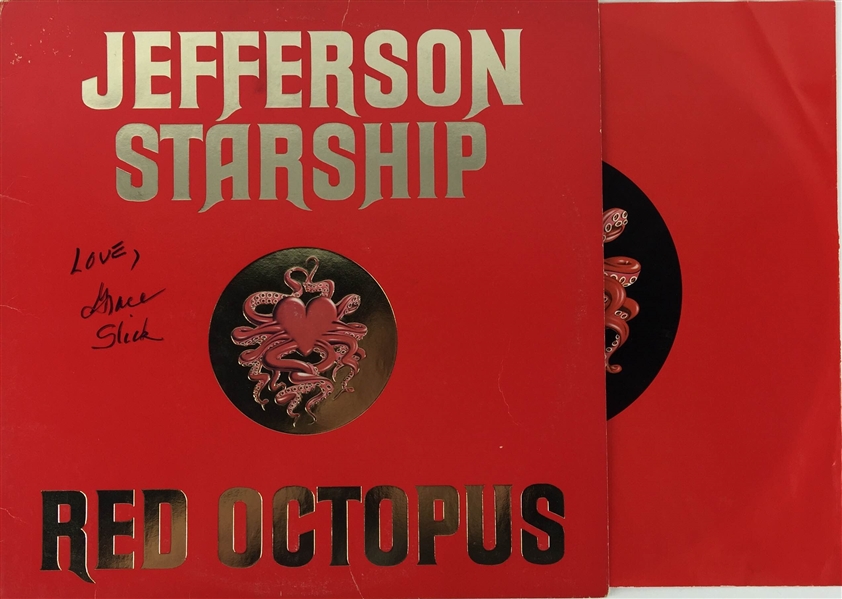 Grace Slick Signed Jefferson Starship "Red Octopus" Record Album (PSA/JSA Guaranteed)