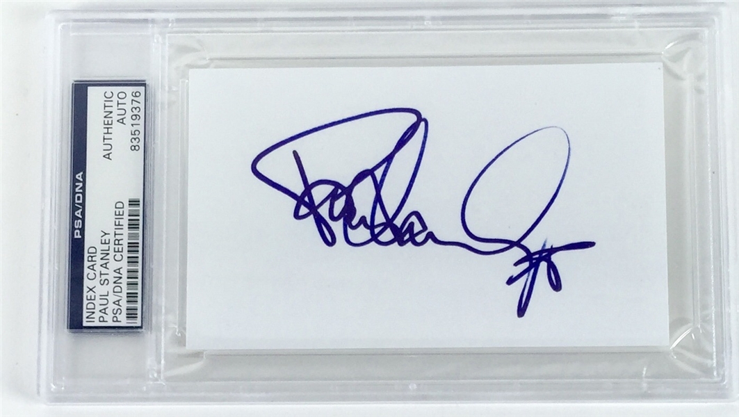 KISS: Paul Stanley Signed 3" x 5" Card (PSA/DNA Encapsulated)