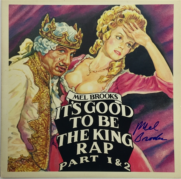 Mel Brooks Signed "Its Good to be the King Rap - Parts 1 & 2" Record Album Cover (PSA/JSA Guaranteed)