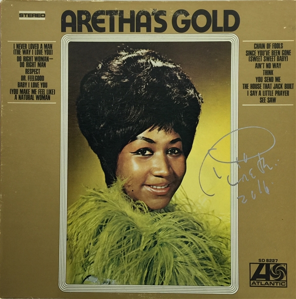 Aretha Franklin Signed "Arethas Gold" Record Album Cover (PSA/JSA Guaranteed)