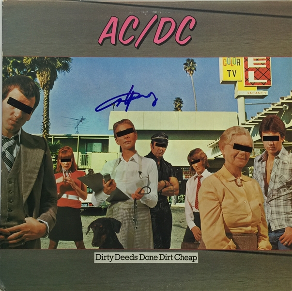 AC/DC: Angus Young Signed "Dirty Deeds Done Dirt Cheap" Record Album Cover (PSA/JSA Guaranteed)