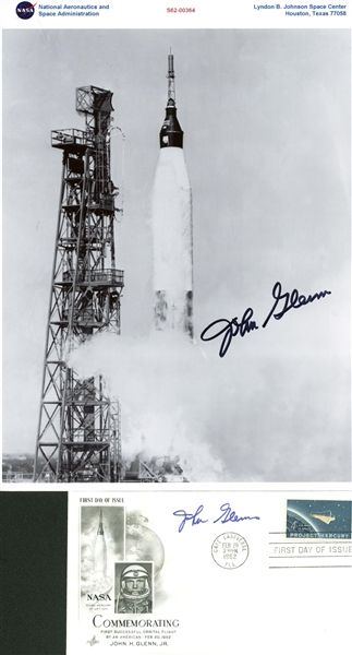 John Glenn Signed Official NASA 8.5" x 10.5" Photo & First Day Cover (PSA/JSA Guaranteed)