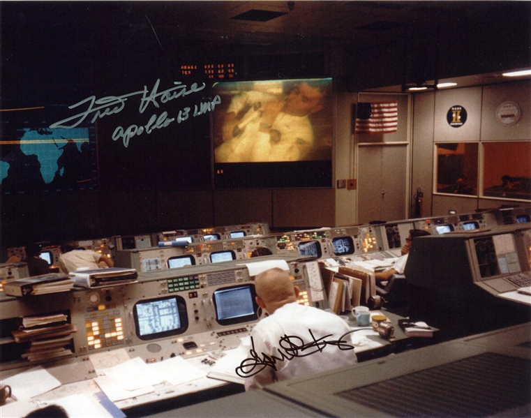 Apollo 13 Mission Control Signed 10x8 Photo w/ Fred Haise & Gene Kranz (PSA/JSA Guaranteed)