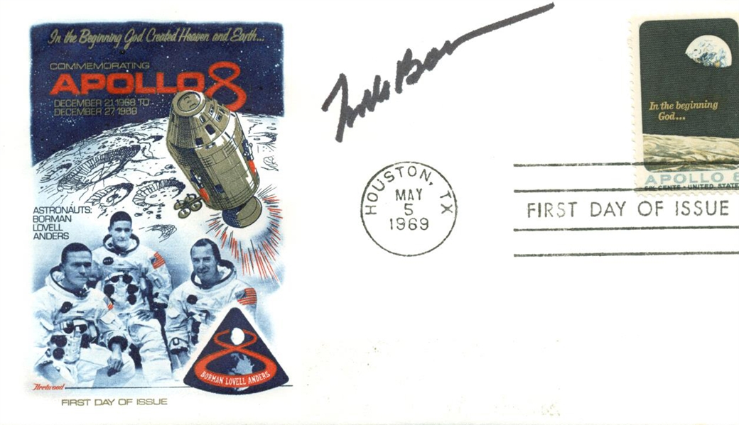 Frank Borman Signed Post Dated 1969 Apollo 8 First Day Cover (PSA/JSA Guaranteed)