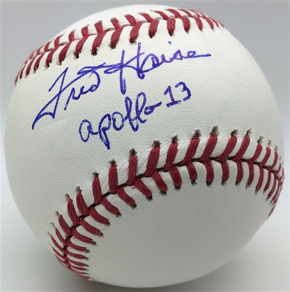 Fred Haise Signed & Inscribed "Apollo 13" OML Baseball (PSA/JSA Guaranteed)
