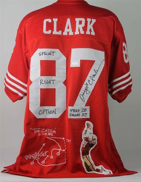 Dwight Clark Unique Signed "Sprint Right Option" Jersey w/ Embroidered "The Catch" Play! (PSA/DNA) 