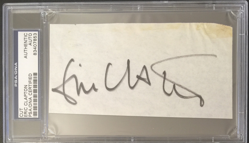 Eric Clapton Vintage Signed 2.75" x 5.75" Sheet with Desirable Full Name Autograph (PSA/DNA Encapsulated)
