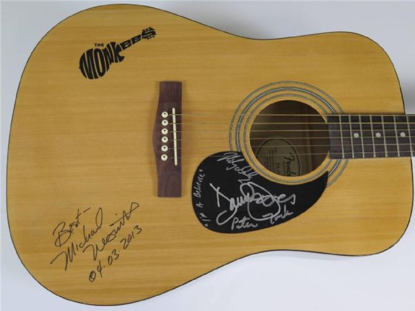 The Monkees Signed Guitar By All 4 Members: Davy Jones, Michael Nesmith, Micky Dolenz, and Peter Tork. (PSA/JSA Guaranteed)
