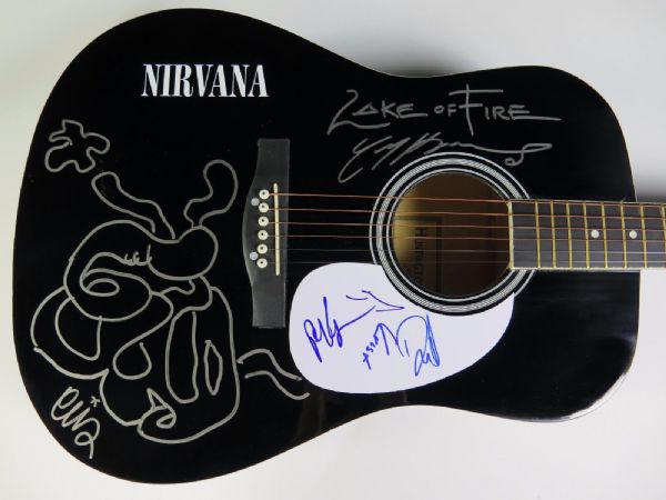 Nirvana Signed Guitar By All 6 Members: Krist Novoselic, Pat Smear, Cris Kirkwood, Curt Kirkwood, Lori Goldston, and Dave Grohl. (PSA/JSA Guaranteed) 