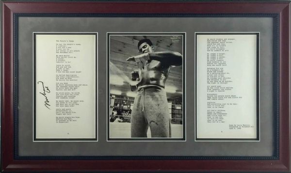 Muhammad Ali Signed "The Peoples Champ" Typewritten Poem in Custom Framed Display (JSA)