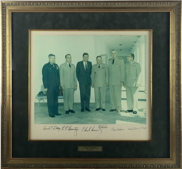 John F. Kennedy Extraordinary Signed 11" x 14" Color Photo with Joint Chiefs of Staff c. 1962
