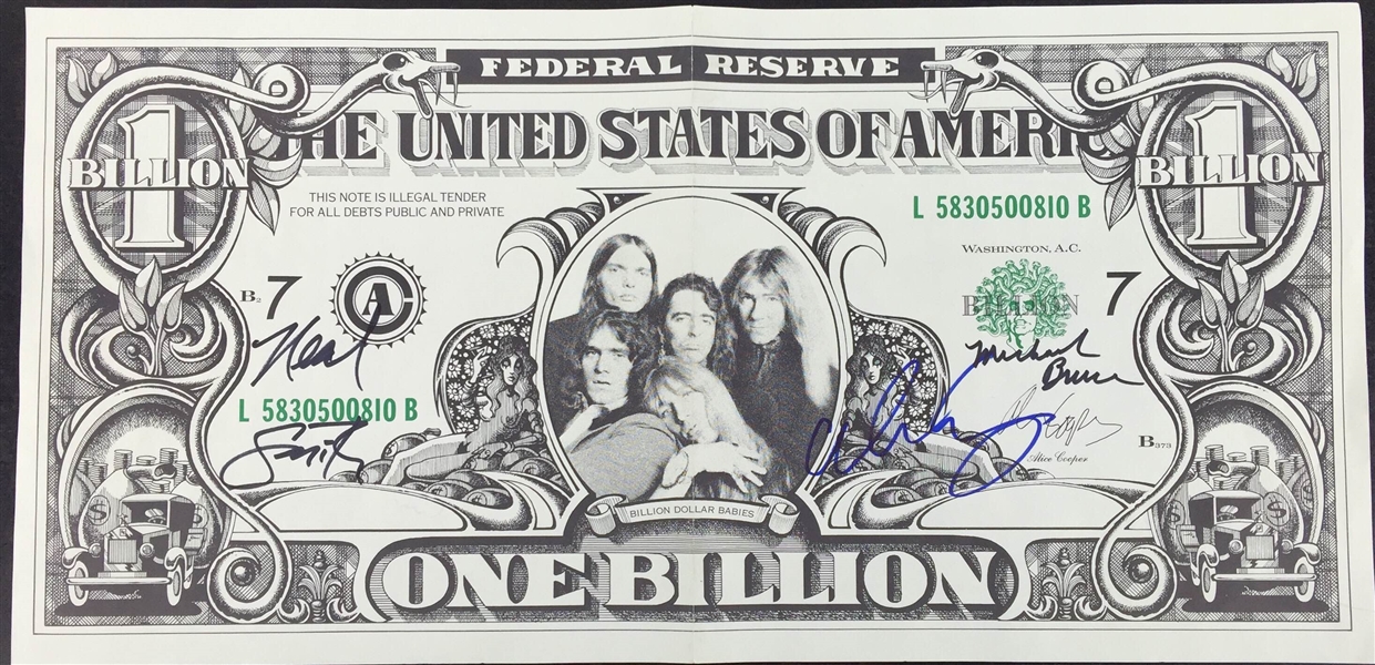 Alice Cooper Band Signed Billion Dollar Babies Album Poster Insert (PSA/JSA Guaranteed)