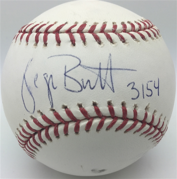 George Brett Signed OML Baseball w/ 3154 Hits Inscription (PSA/JSA Guaranteed)