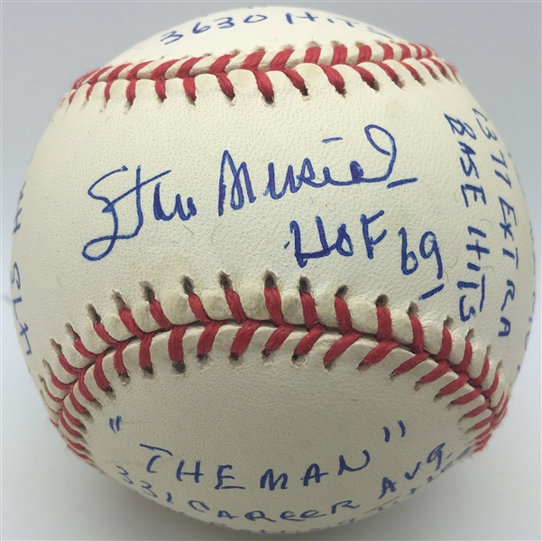 Stan Musial Signed ONL "Stat" Baseball w/ 20 Handwritten Inscriptions (RJ.com Holo & PSA/JSA Guaranteed)