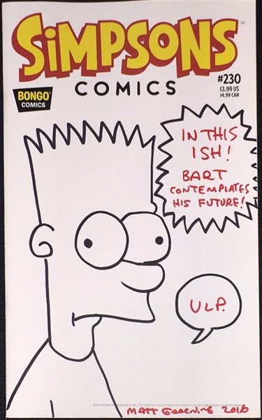 Matt Groening Signed "Simpsons Comics #230" Comic Book w/ Hand-Drawn Bart Sketch (PSA/DNA)