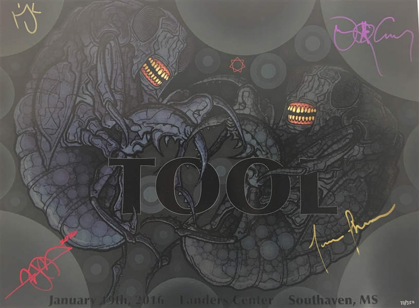 TOOL Group Signed Concert Poster (Southaven, MS, January 2016) (4 Sigs)(PSA/JSA Guaranteed)