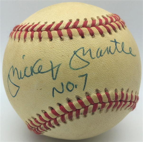 Mickey Mantle Signed OAL Baseball w/ "No. 7" Inscription (Upper Deck)