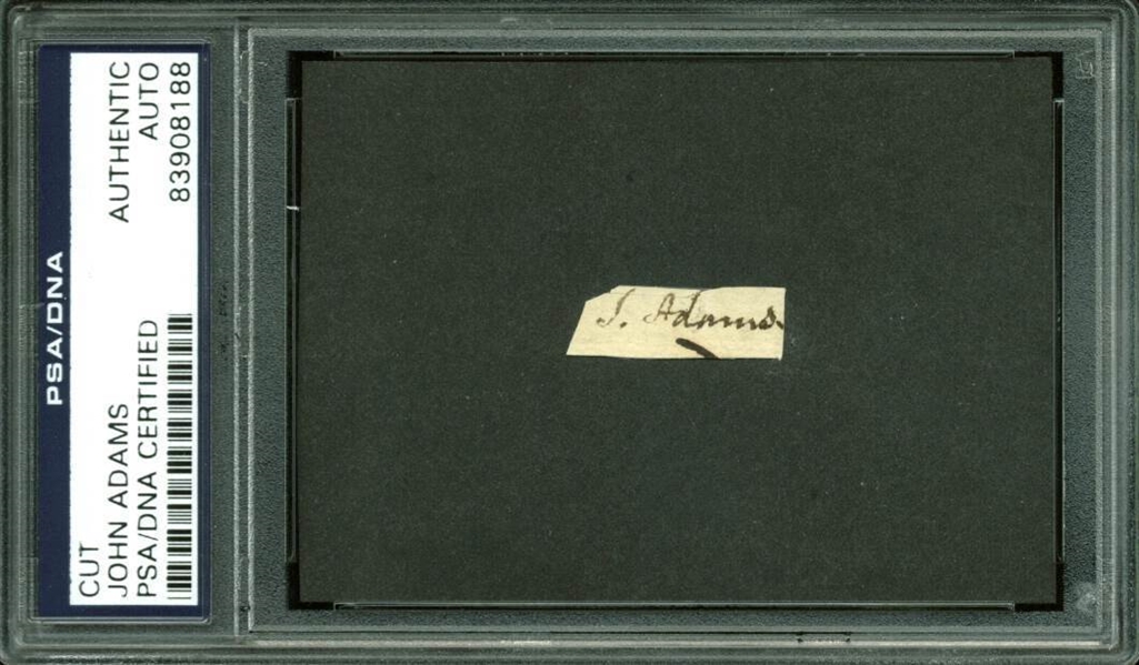 President John Adams Rare Signature Cut (PSA/DNA Encapsulated)