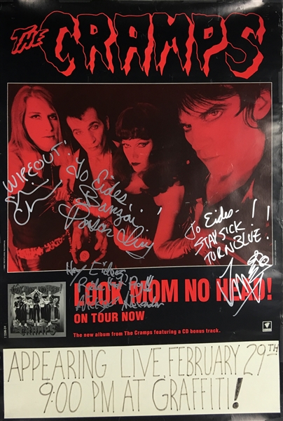 The Cramps Group Signed 28" x 36" Vintage Tour Poster w/ Rare Lux Interior Autograph! (PSA/JSA Guaranteed)