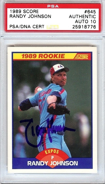 Randy Johnson Signed 1989 Score Rookie Card PSA/DNA Graded GEM MINT 10!