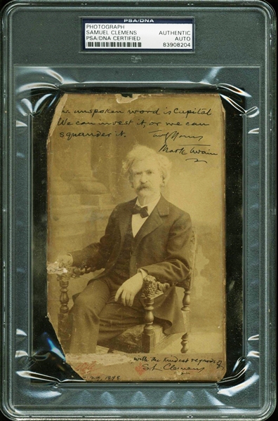 Mark Twain "Samuel Clemens" Signed Photograph w/ "Unspoken Word" Quote! (PSA/DNA Encapsulated)