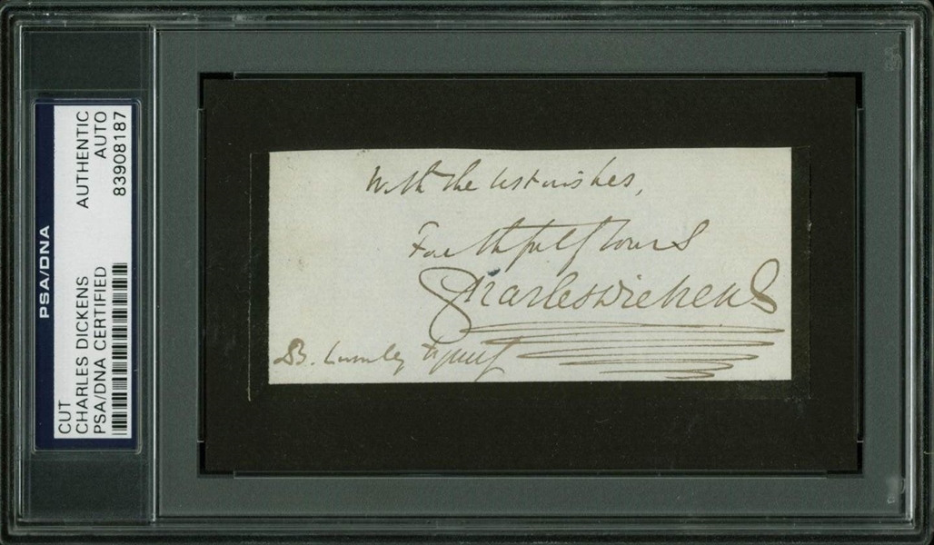 Charles Dickens Signed 1.75" x 4" Album Page (PSA/DNA Encapsulated)