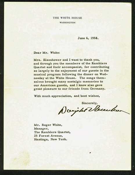 President Dwight D. Eisenhower Typed & Hand-Signed Letter on White House Letterhead (PSA/DNA)