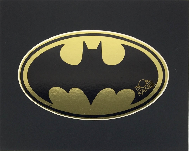 Bob Kane Signed & Matted Batman Metallic Logo (PSA/JSA Guaranteed)