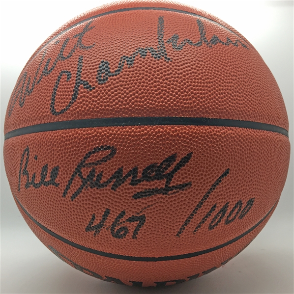 Wilt Chamberlain & Bill Russell Dual-Signed NBA Leather Game Model Basketball (JSA)