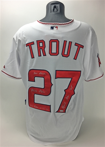 Mike Trout ULTRA-RARE Signed & Inscribed Rookie 2012 Jersey w/ 4 Inscriptions! (MLB)