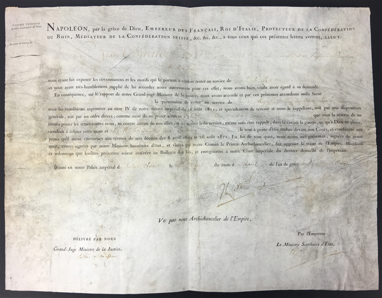 Napoleon Bonaparte Signed 1813 French Military Document (PSA/DNA)