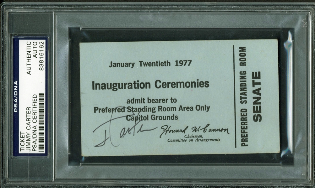 Jimmy Carter Signed 1977 Inauguration Ticket (PSA/DNA Encapsulated)