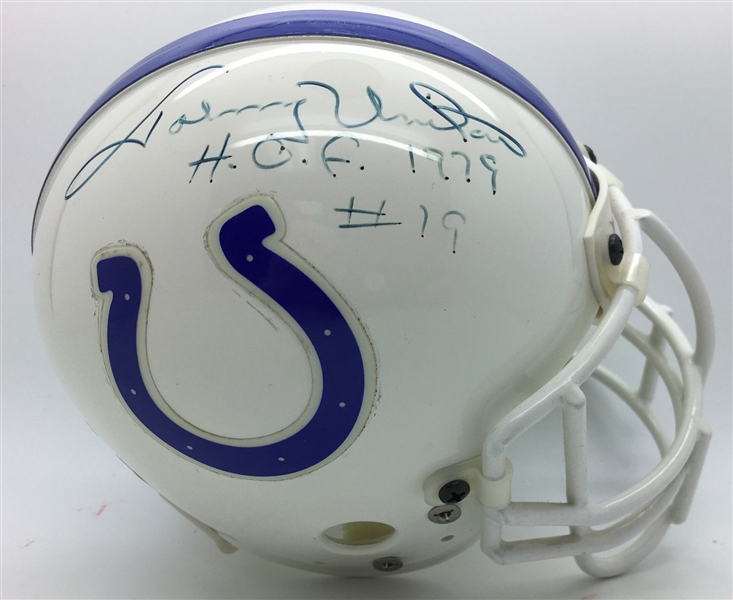 Johnny Unitas Signed Colts Mini Helmet w/ Rare "HOF 1979" Inscription! (PSA/DNA)