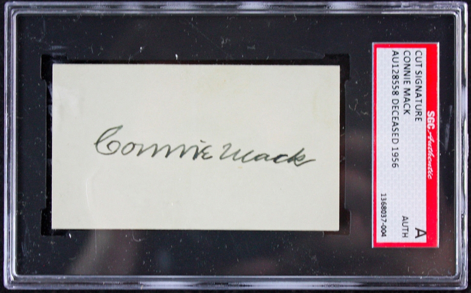 Connie Mack Signed 2 x 4 Index Card (PSA/JSA Guaranteed)