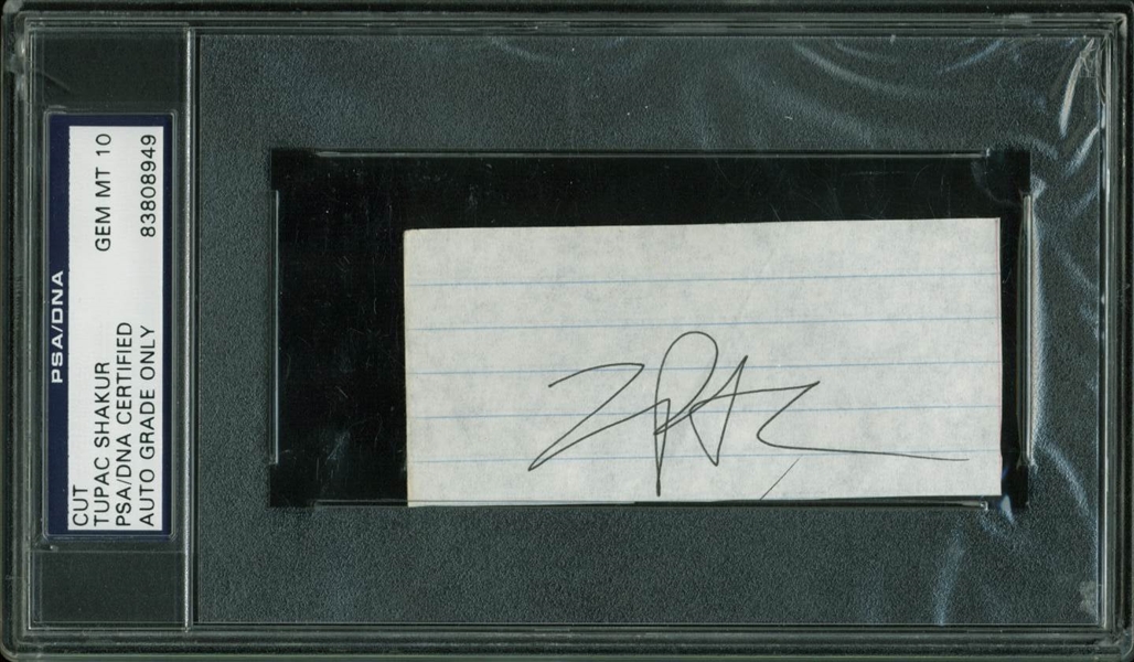 Tupac Shakur Rare In-Person Signed Sheet - PSA/DNA Graded GEM MINT 10!