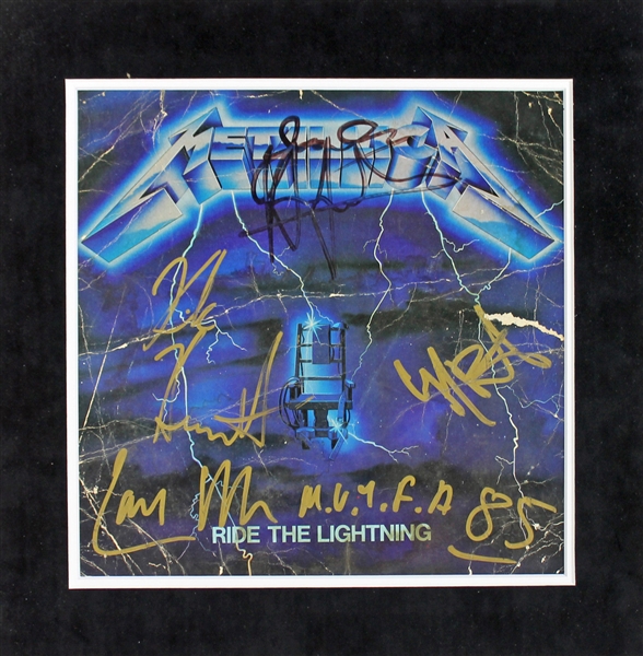 Metallica Group Signed & Matted Ride the Lightning Album Flat (PSA/DNA)