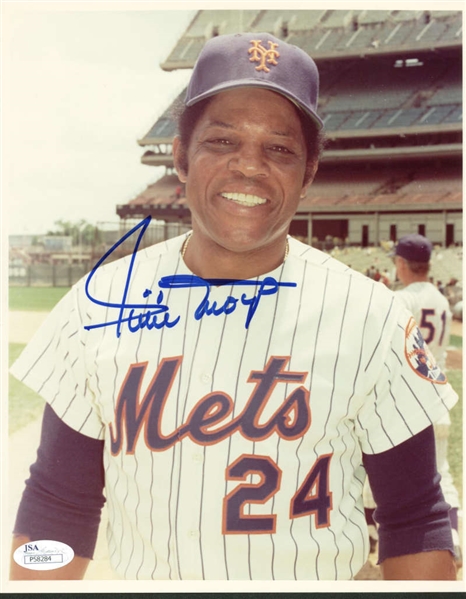 Willie Mays Signed Near-Mint Color Mets Photo (JSA)