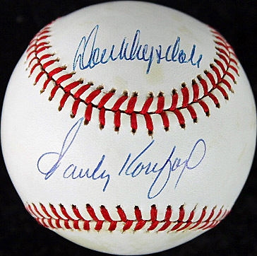 Sandy Koufax & Don Drysdale Dual-Signed ONL Baseball (PSA/DNA)