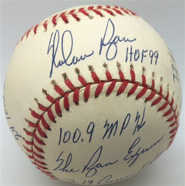 Nolan Ryan Ltd Ed Signed OAL Baseball w/16 Handwritten Stats! (PSA/JSA Guaranteed)