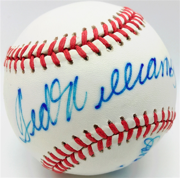 Ted Williams Twice Signed Near-Mint 1987 World Series Baseball (PSA/DNA)