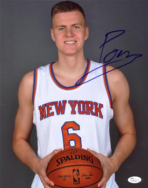 Kristaps Porzingis Signed 11" x 14" New York Knicks Photo (JSA)