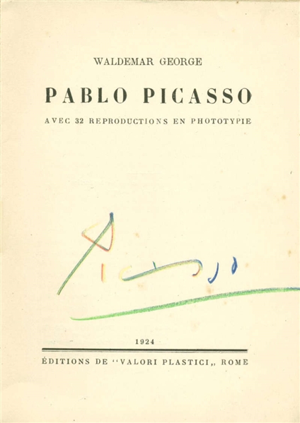 Pablo Picasso 1924 Softcover Art Book w/ Seldom Seen Multi-Color Artist Crayon Autograph! (PSA/DNA)