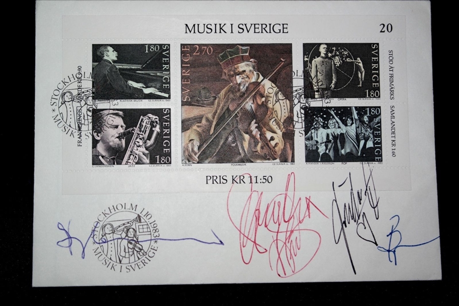 ABBA Rare Vintage Group Signed Swedish 3.5" x 4.5" FDC w/ All 4 Members! (PSA/JSA Guaranteed)