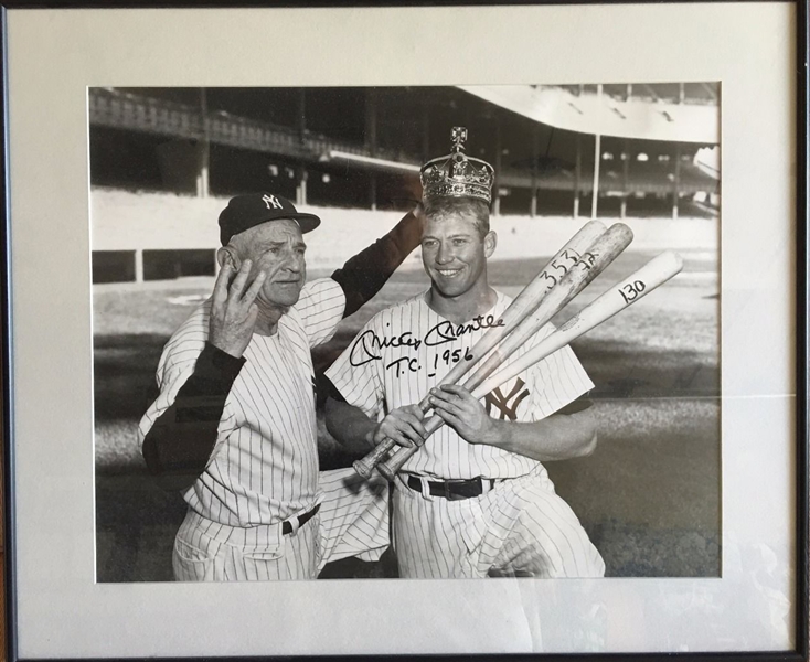 Lot Detail Mickey Mantle Signed 16 X 20 Triple Crown Photograph W Tc 1956 Inscription