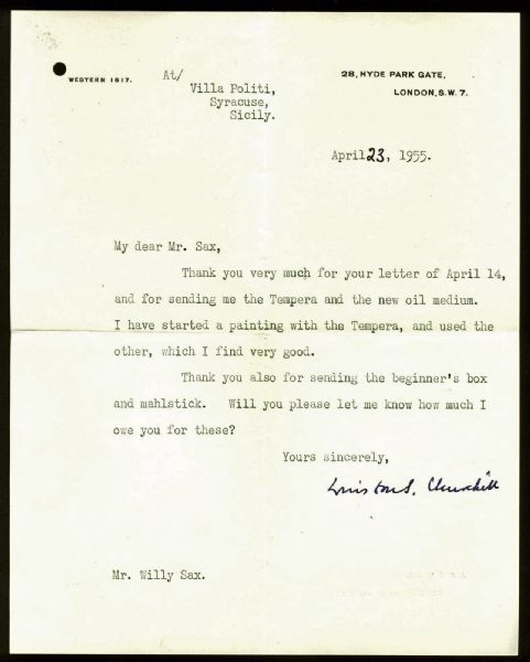 Winston Churchill Signed 1955 Typed Letter (PSA/DNA)