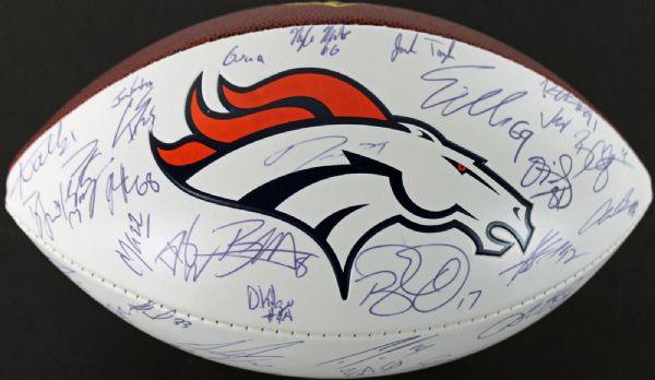 2015 Denver Broncos (Super Bowl Champs!) Team-Signed White Panel Broncos Football w/ Manning, Miller, and 57 More! (JSA)