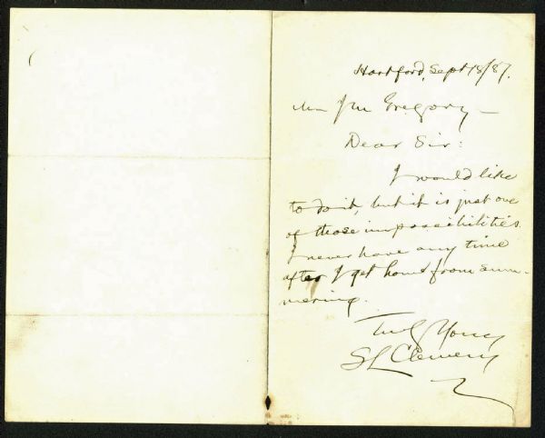 Samuel L. Clemens Handwritten & Signed 1887 Letter (PSA/DNA)