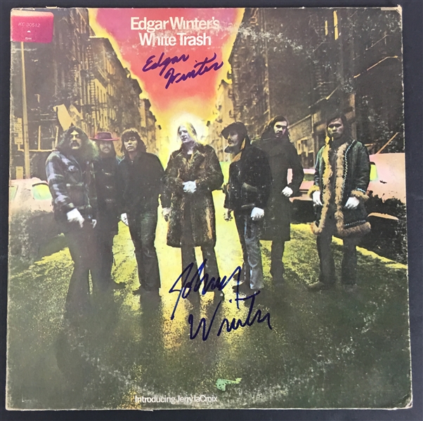 Edgar & Johnny Winter Dual Signed "White Trash" Album (PSA/JSA Guaranteed)